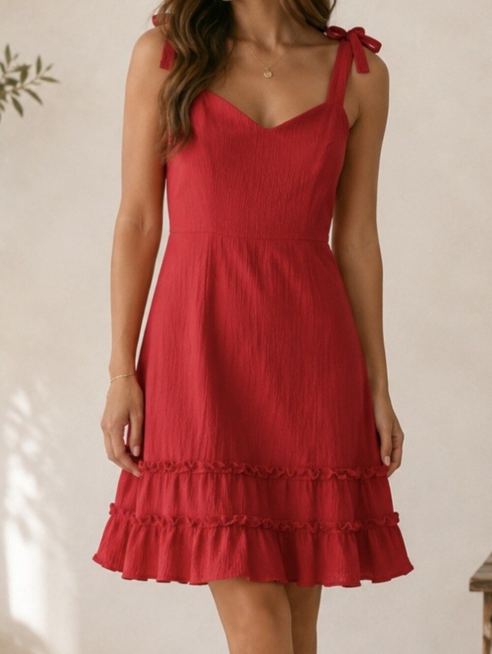 🍒 NWT "The General Good" Red Ruffle Hem Dress — Size M